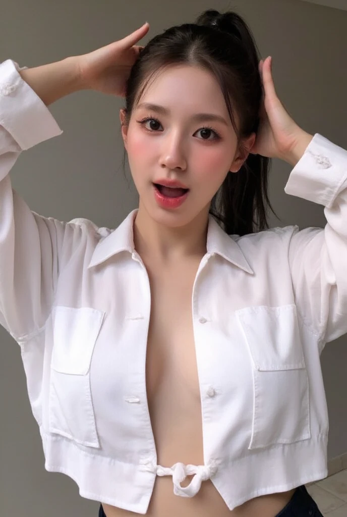 absurdres, (masterpiece, best quality), (ultra-detailed), extremely detailed,super high resolution, (Top Quality photorealistic Illustration), (Super Definition), (best quality,masterpiece:1.0),(cute illustration:1.3), (high Saturation:1.2), highres, ultra-detailed, 32k,8k resolution, intricate details, cinematic scene, detailed background, Soar (High chroma),
BREAK
out door, natural light,(Sparkling),
BREAK
(1 girl),Very beautiful nice cute 14 year old Nordic girl, Young shiny shiny white shiny skin、Best Looks、Natural black hair with dazzling highlights、shiny light hair,、Super long silky straight hair、Beautiful bangs that shine、Double eyelids、eye liner、Glowing crystal clear attractive big brown eyes, (round face:1.6), (kawaii:1.6), (cute:1.6), bright expression,happy smileBeautiful and delicate eyes, Delicate and beautiful face, Facial accents, Perfect figure,White short sleve school shirt, Tartan checked skirt,(open shirt:1.6), (show off nipples:1.6), (exposing bare breasts:1.3), (exposed chest:1.3), (no bra:1.3),(flat chest:1.6), (small nipples:1.2), (small areolas:1.2),