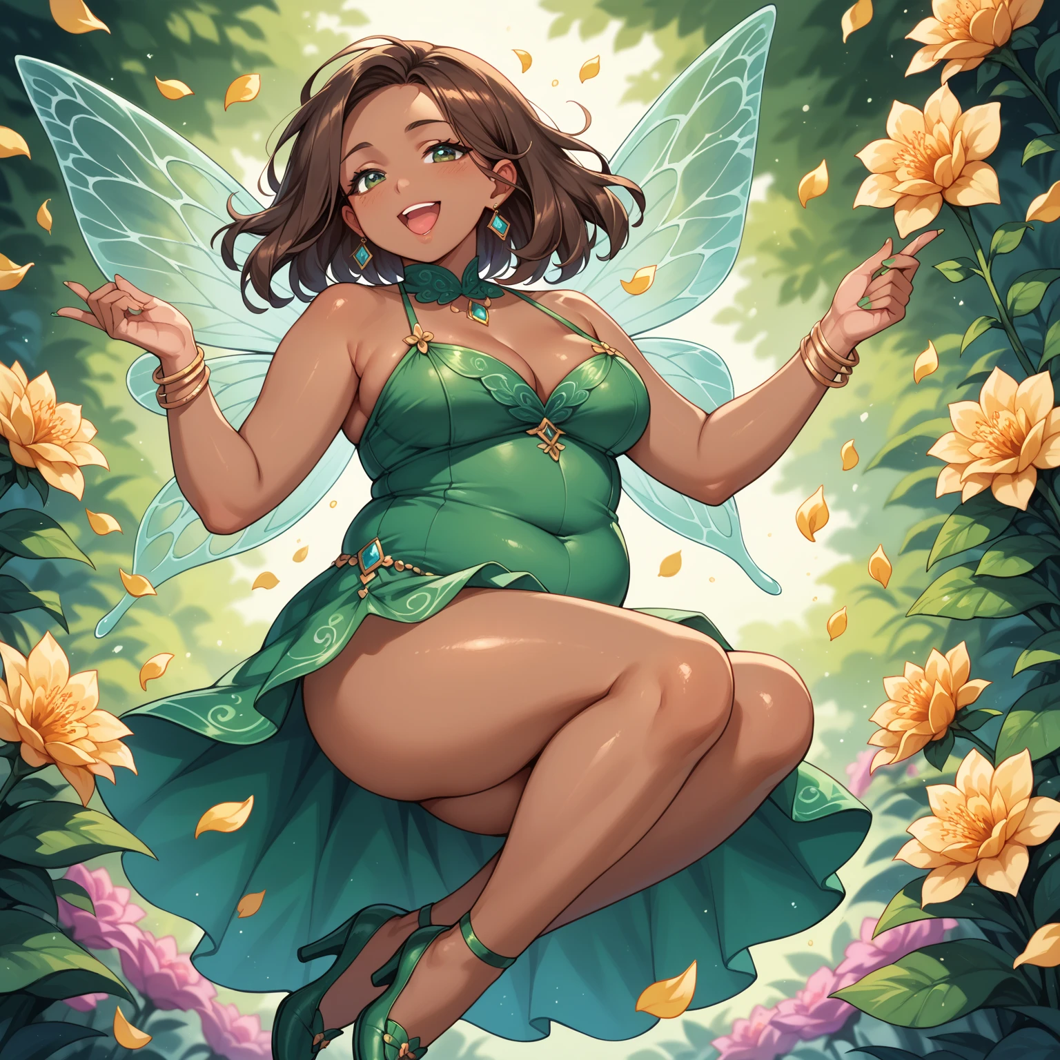 (TinkerWaifu:1), smile, pose on all fours, cute, looking at the viewer, thick thighs, single bun, short hair, (strapless green dress:1), (fairy wings), (focus on breasts:1.2), (realistic: 1.2), (realism), (masterpiece: 1.2), (best quality), (ultra detailed), (8k, 4k, complex),(full body photo: 1),(cowboy photo:1.2), (85mm), light particles, lighting, (highly detailed:1.2), (detailed face:1.2), (gradients), nsfw, colorful,(detailed eyes:1.2), (detailed landscape, inside a glass jar :1.2),(detailed background),detailed landscape, (dynamic angle:1.2), (dynamic posture:1.2), (rule of terceira_compositing:1.3), (line of action:1.2), general plan, daylight, soil, , huge breasts, big boobs, big tits, big breasts, sexy pose,
