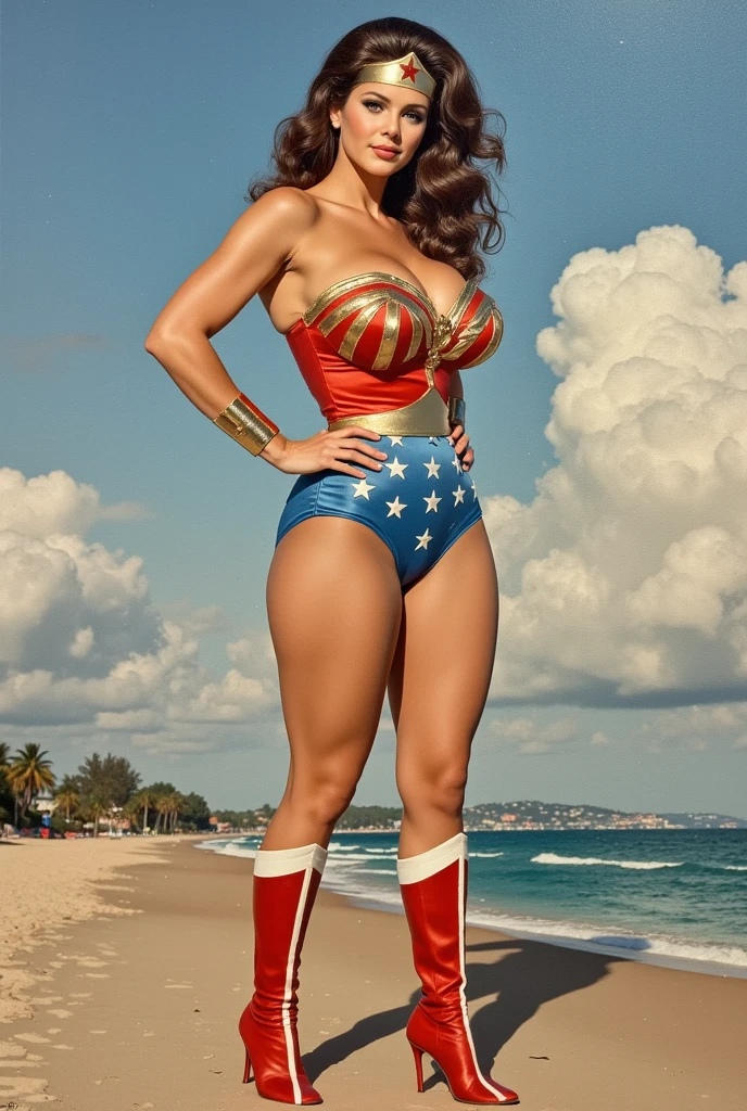 Full body photo of SEXIEST 50YO MATURE MILF AISHWARYA RAI as FITNESS MODEL, (ponytail tied hair), ((red and blue US flag micro bikini)), ((half knee boots)), (((seductive smouldering pose outdoors on 4th of July))), day scene, fittest curvaceous mature hourglass figure, look straight at camera, sexy 50 yo mature MILF, soft volumetric lights, intricate details, (ArtStation:1.2)