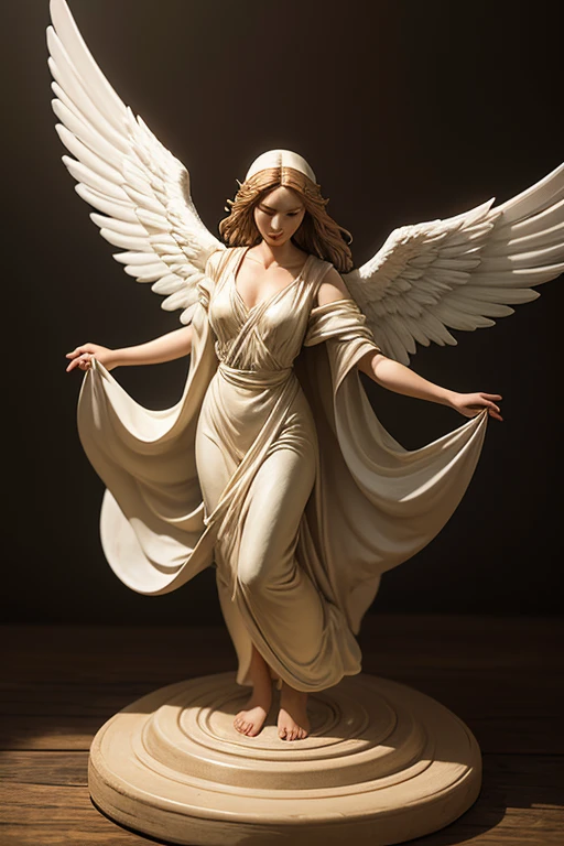 Female figure with crowned angel wings, full body