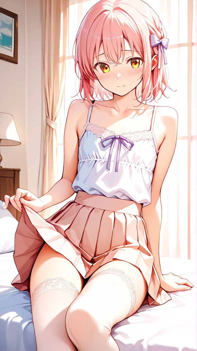 1girl in、AS-Adult、Underwear、Cute underwear、Striped、(Portrait from the knee up)、