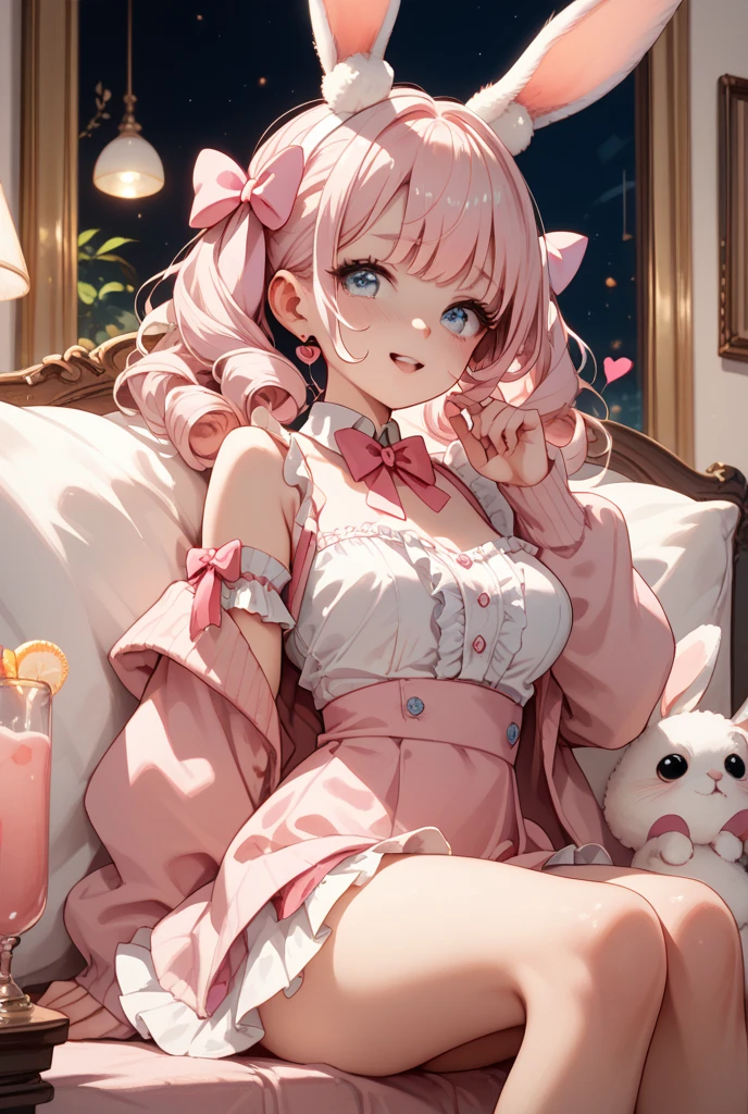 Nene is a pale pink plush kitten with pink stripes, making her resemble a tabby cat. She has a long tail. She wears a pink necklace around her neck, and she also has a red flower decoration on her left ear. , she has pink star-shaped paw pads and a yellow star in her left ear. SPARKLE; GLITTER