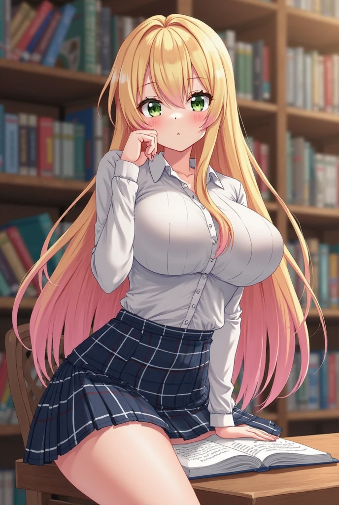 ((Highest quality)), ((masterpiece)), (detailed), One girl, Sexy Big Tits Nipples Shirtless Crying Library