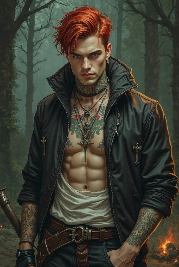 Teen male posing, big dick, skinny body, atmospheric, cute face, devil, blood eyes, (((gray skin))), flaming background, blood, nude, harness