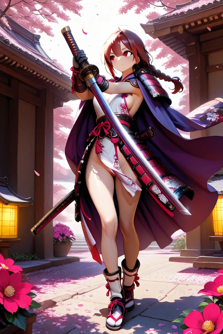 , Close Shot, focus on girl,Random Pose,Female ninja on the way to her enemy,sexy full body, ponnytail hair, Skull Drawing Mask,Sexy ninja costume, Holding a metal combat knife in his hands,tattoo,Japanese pagoda BREAK,pond, Cherry blossom tree, Kunai and Shuriken were lying around,Artwork,3d,4k,Detailed,Realistic,highly detailed 4k digital art,Octane Render, bioluminic, BREAK 8K resolution concept art, Realism,by Mappa studios,Masterpiece,Best Quality,official arts,illustartion,clear line,(Cool_Color),Perfect composition,absurdress, Fantasy,Focused,the rule of thirds
