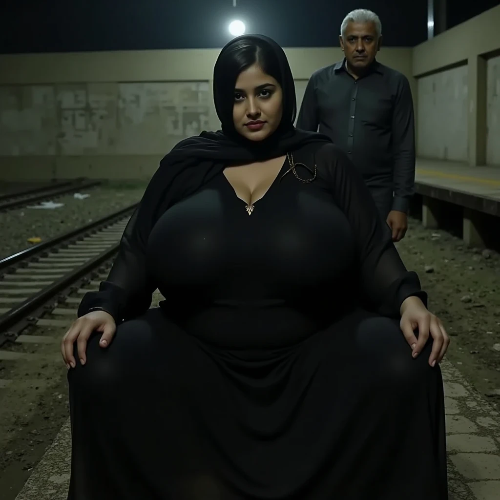 (view from above), a mature (hijabi) (muslim) (tanktop) mom with an hourglass figure (tanktop) cleavage confidently embraces her sensuality. Clad in (long sleeves shirt) and (thighhighs) ( high heels) wedding veil and adorned with a full face of striking makeup, including irresistible wet lips, (chair) outdoor empty alley. Discover the power of personal empowerment and the beauty found in defying societal norms. Dive into a tale where boundaries are pushed, desires are embraced, and the complexities of human sexuality are celebrated in unexpected and thrilling ways." 1girl, (hetero), (1boy), ((bigger longer penis:1.3)), sex, pussy, sports tanktop, testicles, solo focus, anal, folded, (sex from behind), (full nelson),(reverse suspended congress), she is looking at viewer, (stockings) skin texture, ultra high res, RAW, instagram LUT, masterpiece, best quality, ultra-detailed, ultra high resolution, RAW, 4k, (looking at viewer), extremely detailed eyes and face, ((beautiful detailed nose)), ((beautiful detailed thigh)), ((beautiful detailed eyes)), perfect body proportion, (looking at the camera), (hijab), seductive face, outdoor, chair, empty alley, , red lips, (cleavage) ((tanktop))