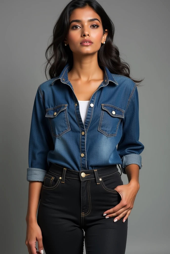Olivia Pope dressed in sexy denim clothes and smiling