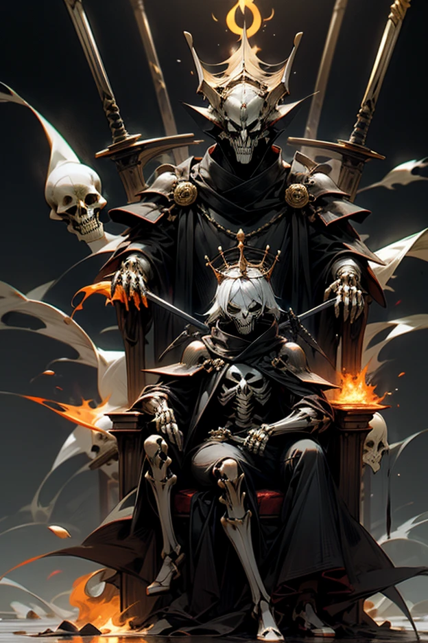 ゾンビKing、Horror Style、magic、Throne、King、4K、High quality、dark、Skull、