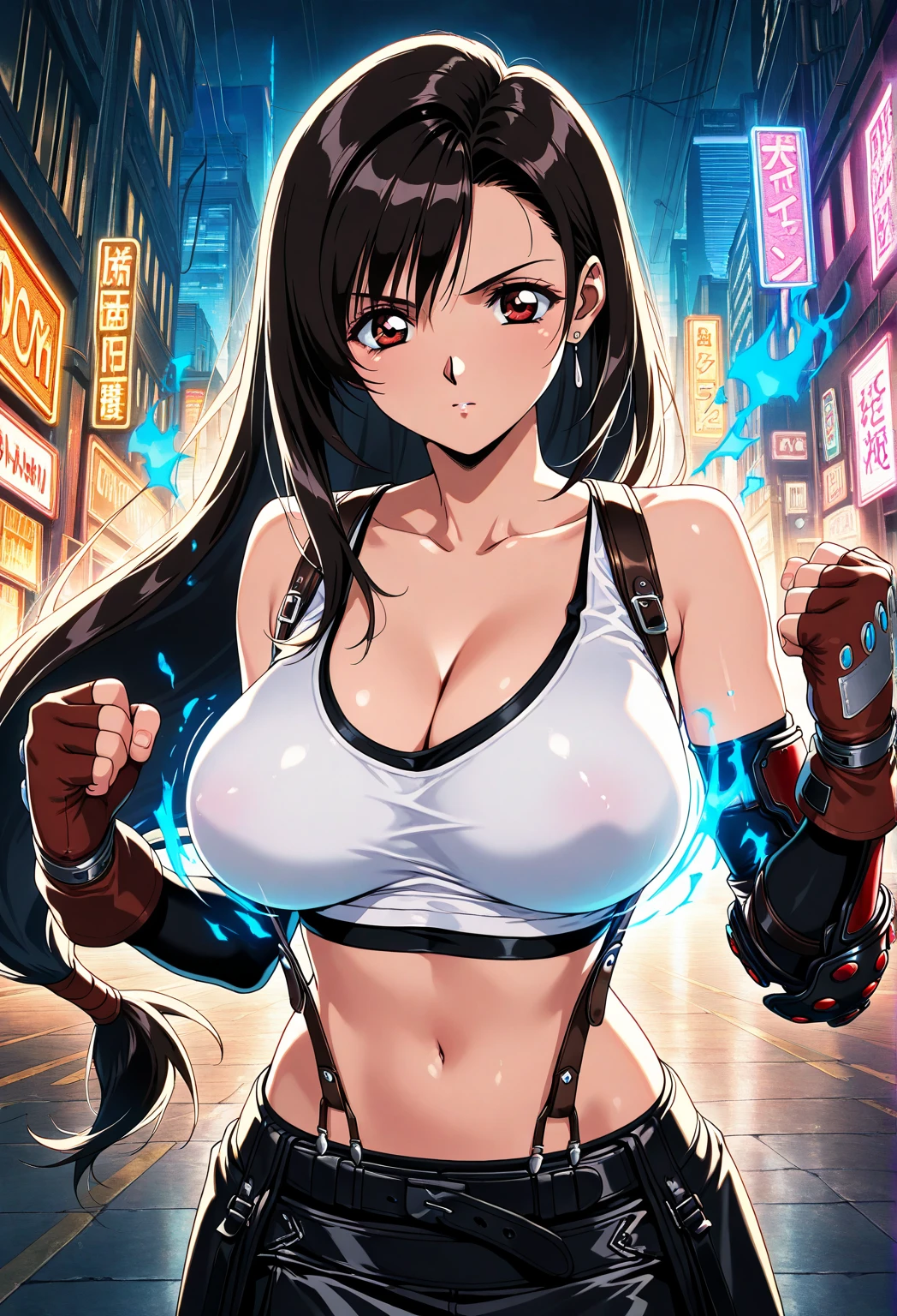 rough skin, Super detailed, advanced details, high quality, 最high quality, High resolution, 1080p, hard disk, beautiful,(war machine),beautifulサイボーグの女性,Mecha cyborg girl,battle mode,Mecha body girl,She is wearing a futuristic war machine weapon mecha、((put on a cyberpunk mask:1.5))、((fighting stance:1.5))、(((Owns a large mechanical handheld fan:1.3)))、(Mai Shiranui)