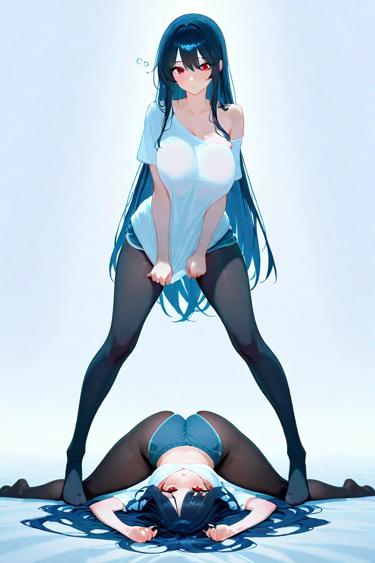 masterpiece, best quality,real,nsfw,clothed black twintails hair 1 girl,Bigtits,vaginal,anal sex,1 boy,cum in anal,sweat,pubic hair,pussy,anal,show off pussy,show off nipple,ecstatic face,blackpantyhose,