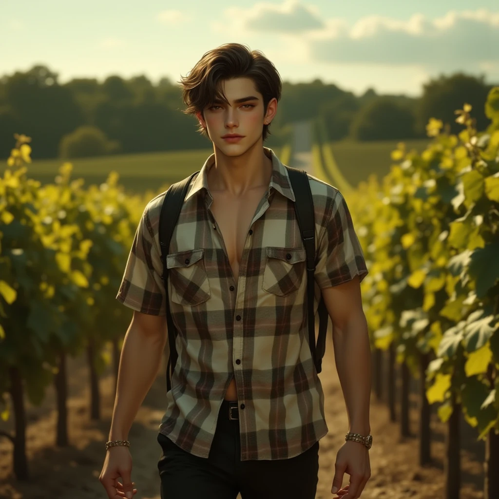 ((masterpiece)),((best quality)),8k, high detailed, ultra-detailed, Stylish Pose, real skin texture, dark cinematic lighting, 25 year-old Italian male model, barechested, shirtless, handsome italian, cute looking, divine look, powerful light green eyes, Bacchus god, god of wine, wine god, godly, white pale skin, roman god physic, (curly hair:1.5), short curly light brown hair, dry light brown hair, (short curly hair:1.7), blond messy hair, strong jawline, masculine, muscular, defined fit body, hairless chest, shirtless, pantless, sinister aesthetic, sea sunrise, arm bracelet, costline, epic sunrise, walking towards the camera,(moon :1.6)(night:1.7)(dark night:1.5), torches iluminating, (vineyard:1.8), grapes, rivers of wine, barelegged, barechest, barefoot, white antique linen spartan loincloth, white linen antique draped cloth skirt, white fabric, golden chain in roman skirt ,,,, dim light, cinematic lighting, Depth of field, award-winning photography, elegant, hyperrealistic, octane render, unreal, high definition, 8k resolution, highly detailed, 8k uhd, professional lighting, photon mapping, radiosity, physically-based rendering
