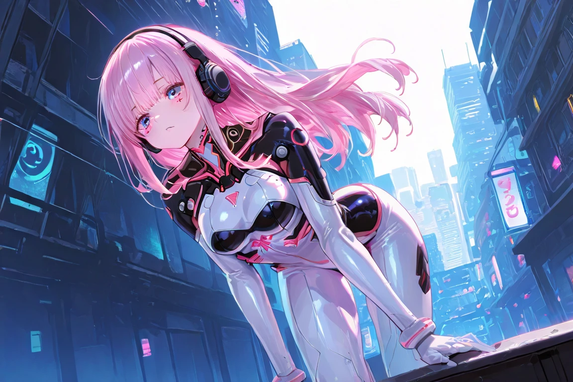 ((Highest quality, 8k, masterpiece: 1.3)),((Amazing details: 1.2)),((figure: 1.1)),Vaporwave,pink,dream-like,Roffi style,distort,computer,Film Grain,night、Girl listening to music in a cozy room, Use headphones, 2D Style Anime, Lo-Fi, hard disk, Dark Environment.A cute girl is in the room, Don't turn on the lights, fiddling with a computer