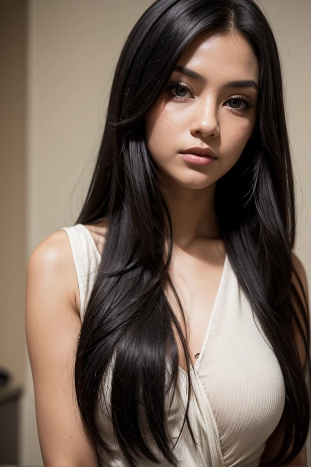 A beautiful Girl Facing Towards me With Black Hair