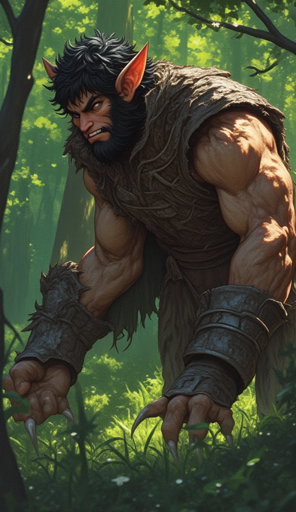 A hairy Neanderthal hides from the harsh winter in a cave