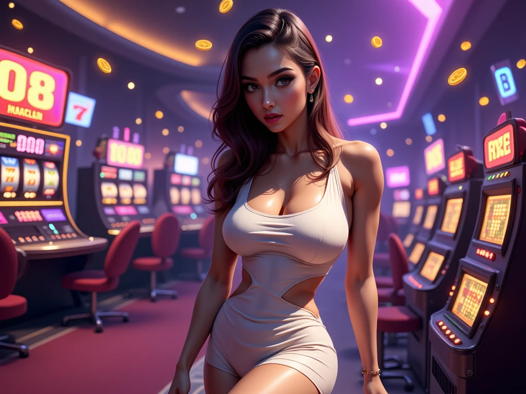 a 1girl, between the breasts, The money, Bills, кролик Playboy, casino, Masterpiece, Best Quality, high detail,