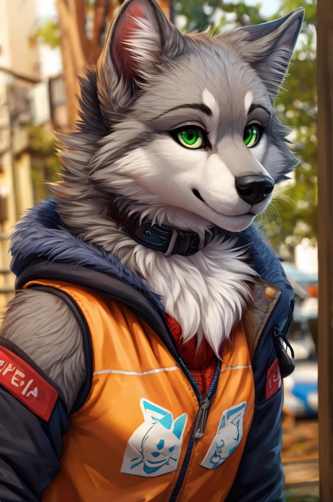 detailed fluffy fur texture, impasto impressionism, (by foxovh, ross tran, michael garmash, pino daeni, iskra), detailed eyes, highly detailed pupils, solo, furry, anthro, marshall-pp, domestic dog, male, blue eyes, white fur, white body, fur body, fully clothed, detailed fluffy fur texture, curvy, wide hips, inner fluff ears, from front, standing, blue Underwear Outside background, day, 1boy, smile, Huge bulge, His 50ft tall, His Gigantic size