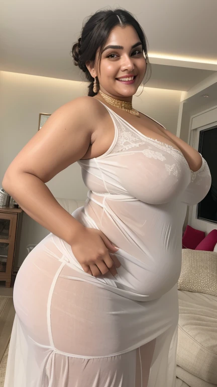 Famous Indian actress with skinny body with arm thin waist and thin legs, huge breasts naked