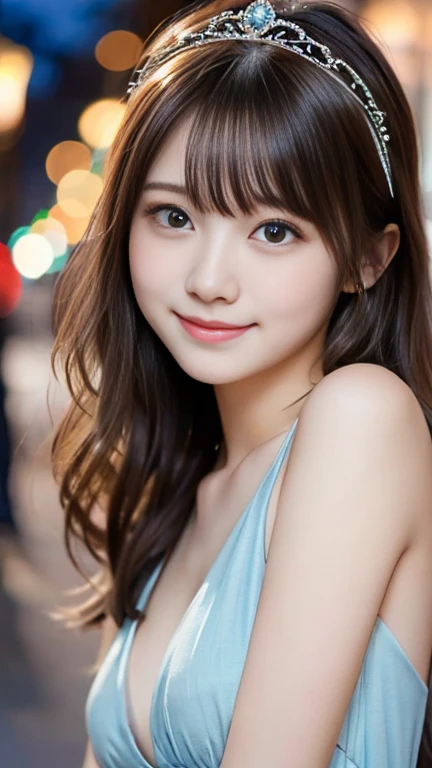 masutepiece, Best Quality, Illustration, Ultra-detailed, finely detail, hight resolution, 8K Wallpaper, Perfect dynamic composition, Beautiful detailed eyes, Women's Fashion Summer,Medium Hair,Small breasts natural color lip, Bold sexy poses,Smile,Harajuku、20 years girl、Cute、Sexy shot looking at camera