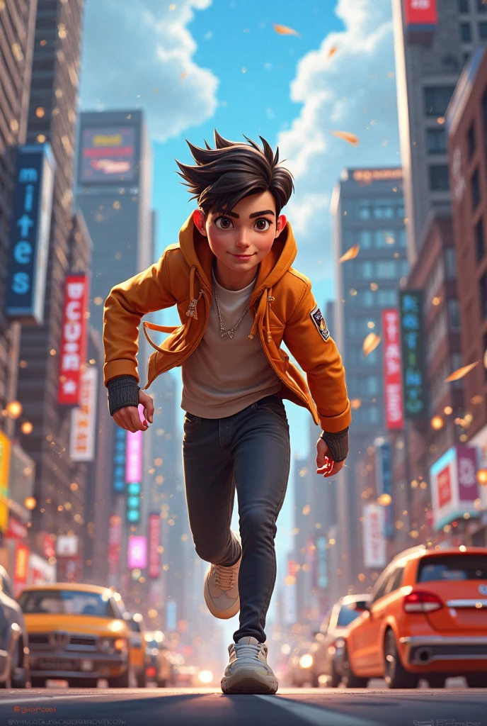 A Boy speed rollerskating