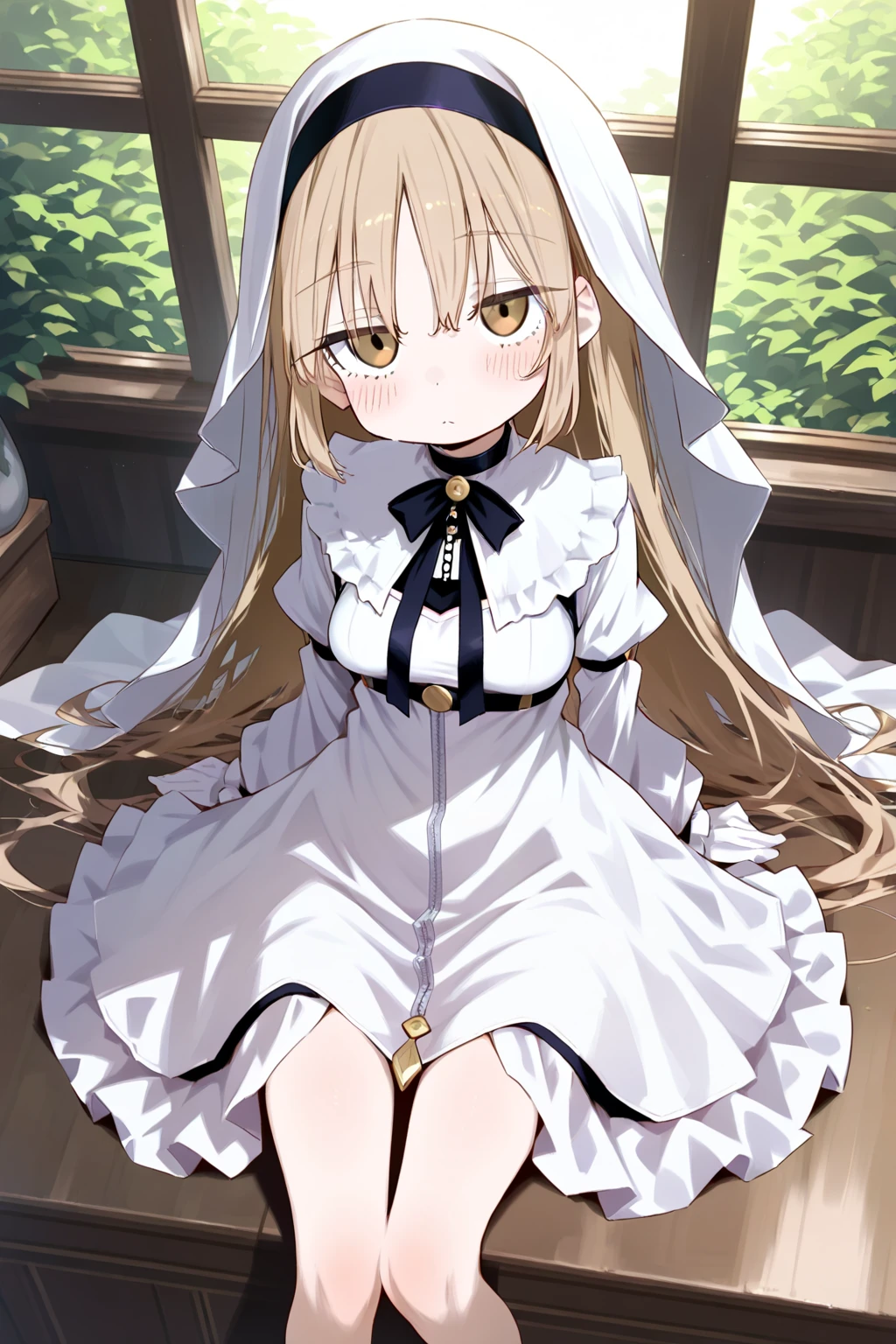 wedding veil、wedding dress、Blonde Hair、smile、solo girl、Thighs、restrained by tentacles、Leg spread、SEX and tentacle、flesh wall、Mucueat wall、Being lifted by tentacles、woman on top、vaginale,sex、garter belt、skirt、Shiina Mahiru
