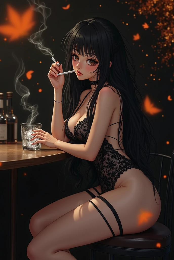 Smoking and masturbating, Smoking cigarette, smoking, masturbating, busty, slim body,