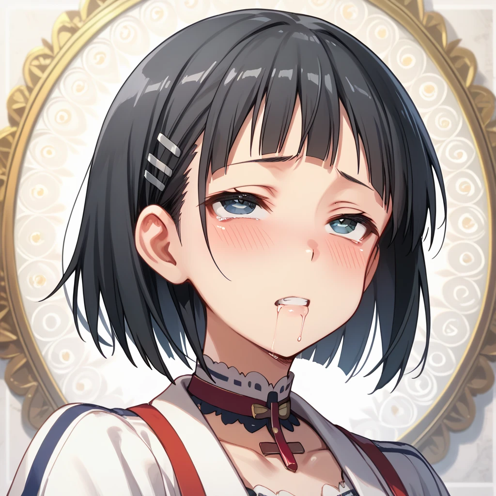 masutepiece, Best Quality,Illustration, Wallpaper, ultra -detail, a small face、(((molesting)))、barechested、((shame))、(Teary-eyed)、(((Nothing is worn)))、((Girl being touched by a man))、small cherry-colored nipples 、Angle from which you can see the whole body、ample breasts