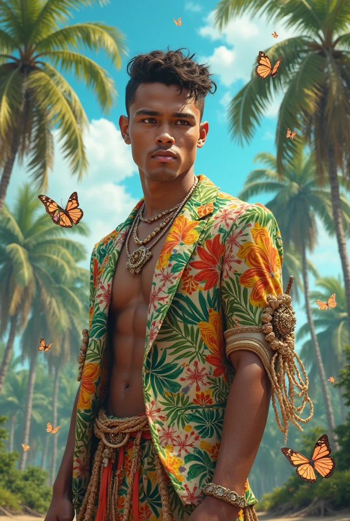 Behold a fashion editorial photo shoot featuring a photogenic and charming male supermodel, attractive 1 mixed race, detailed face and smooth skin, symmetric face, slander, gray buzz cut hairstyle, aesthetic, soft moody tone, striking features, showcasing a fashion men's G string. elegant look, young and sexy, complementing each other in their sheer with thick bulge cock line, (Male Focus), highly detailed, intricate details, dramatic composition, realism, high-quality rendering, RAW photo ,fashion photoshoot, 2Man, ((full body)), stunning art, high quality, film grain, photo-realistic, insanely detailed, face detail, hype maximalist, hype hyperrealism, cinematic, telephoto, lighting intricate details, highly detailed, highly detailed, concept art, smooth, sharp focus, Unreal Engine 5, 8K, UHD, 8k, high quality. neutral acne, blemishes, detailed skin, English garden full of flower booming, flower fields, morning light with faint mist shrouded behind background, in the center of the screen,  most handsome man in the world, Capture full-body short, dynamic angle, using a Canon EOS R7 and Sigma AF 85mm F1.4 EX DG HSM lens by Thomas Synnamon, Employ a shallow depth of field to focus closely on his face and body while softly blurring the background, Draw inspiration from high-fashion photographer, emphasize detail, texture and a sophisticated luxurious atmosphere, Emphasize the golden warm lighting and its effect on enhancing his features and the robe's rich textures, creating a visually captivating and elegant portrait that exudes warmth and sophistication,