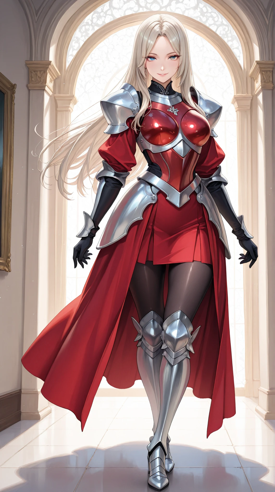 Lancer Artoria body (Alexis Texas Face), elegant adult female, blonde, green eyes (yellow eyelashes) crown, turtleneck, full body sitting on a bench, showing ass to me, RED breastplate, RED skin (1SologirlRED skin:1.2), looking at viewer, shiny, armor, thigh highs, high boots, pauldrons shoulder armor, faulds, poleyn, RED gloves gauntlets, rerebrace, RED military armored boots, yordle muscular lean platinum blonde long twin tails hairstyle at the bedroom lustful smirking smile face red blushed, blush, strong abs, female body builder, tiara, twin drills hair, (masterpiece, best quality, ultra detailed, best shadow)