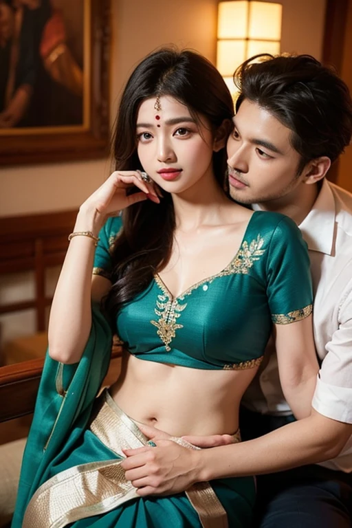 Next to this Indian man stood a cute Chinese woman