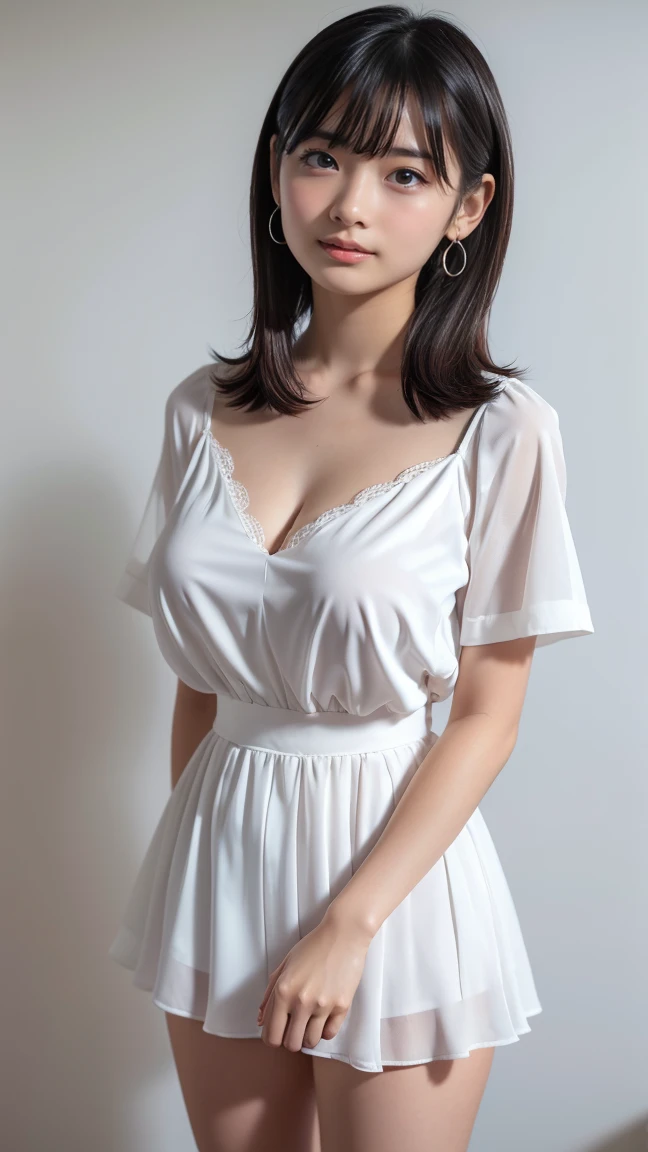 (Detailed skin:1.2),(Shiny skin:1.1),8K,Highest quality, masterpiece, Ultra-high resolution,(Realistic:1.4), RAW Photos,(Soft saturation:1),(Fair skin:1.2),(Succubus:1.2),Half-Japanese beauty,repair,20 years, Light brown hair,Random Hairstyles, (Very Short Hair:1.3), Asymmetrical Hair, (Pretty face:1.4), (Normal chest, Tight waist,Big firm hips:1.2), Beautiful lighting, (Sexy see-through dress:1.2),(Highly detailed face, Highly detailed lips, fine grain, double eyelid,Highly detailed and evenly balanced eyes), (Sharp focus:1.2), (Perfect Anatomy:1.2),(Beautiful woman with perfect figure: 1.2)、(Random sexy poses),(Accentuate your leg lines:1.1)、Sharp Eyes,smile,(Full Body Shot:1.2),Standing Pose,(Blur the background:1.2)