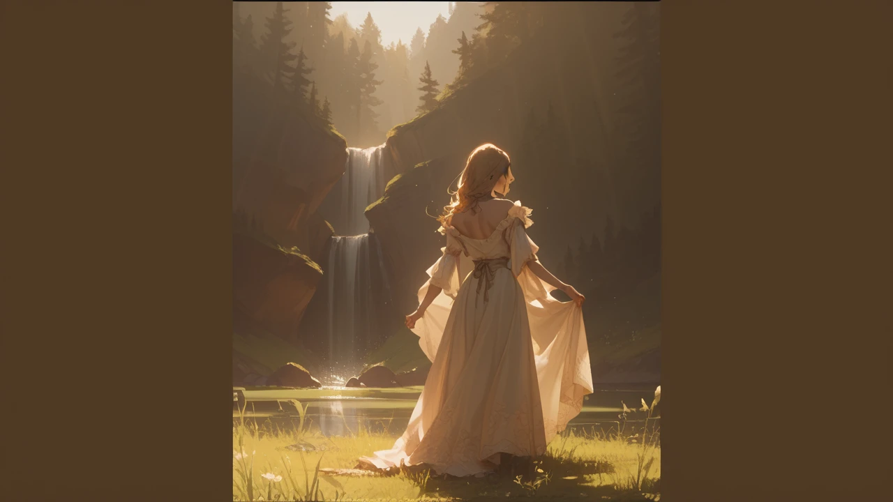there is a beautiful woman in a white dress standing in front of a castle, detailed face, beautiful render of a fairytale, fantasy fairytale story, walking in a castle, romantic storybook fantasy, retro and fantasy style, standing near a castle, nostalgia for a fairytale, nostalgia of a fairytale, fairy tale style background, portrait of magical ta girl, fairytale style, fantasy photoshoot, cinematic, chiaroscuro