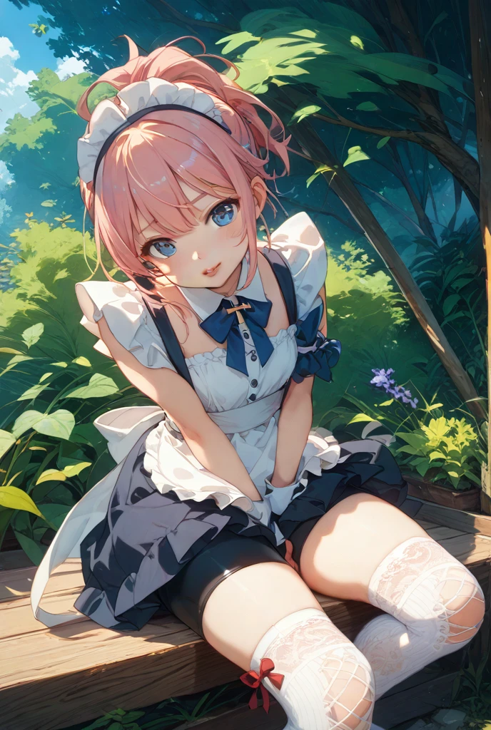 (extremely detailed fine touch:1.2), (natural light, sun light, light rays, dappled light, ray tracing:1.2) , masterpiece, best quality, highly quality ,
sugar_ser0, 1girl, solo,looking at viewer,freckles, (blush:1.3),framed eyewear,
pink dress, puffy short sleeves,
nurse cap,rabbit hair ornament,
bandaged arms,
white thighhighs,garter straps,
garden ,embarrassed,skirt, looking at viewer, underwear, skirt lift, thighs, from below, lifted by self, cowboy shot, standing, white thong