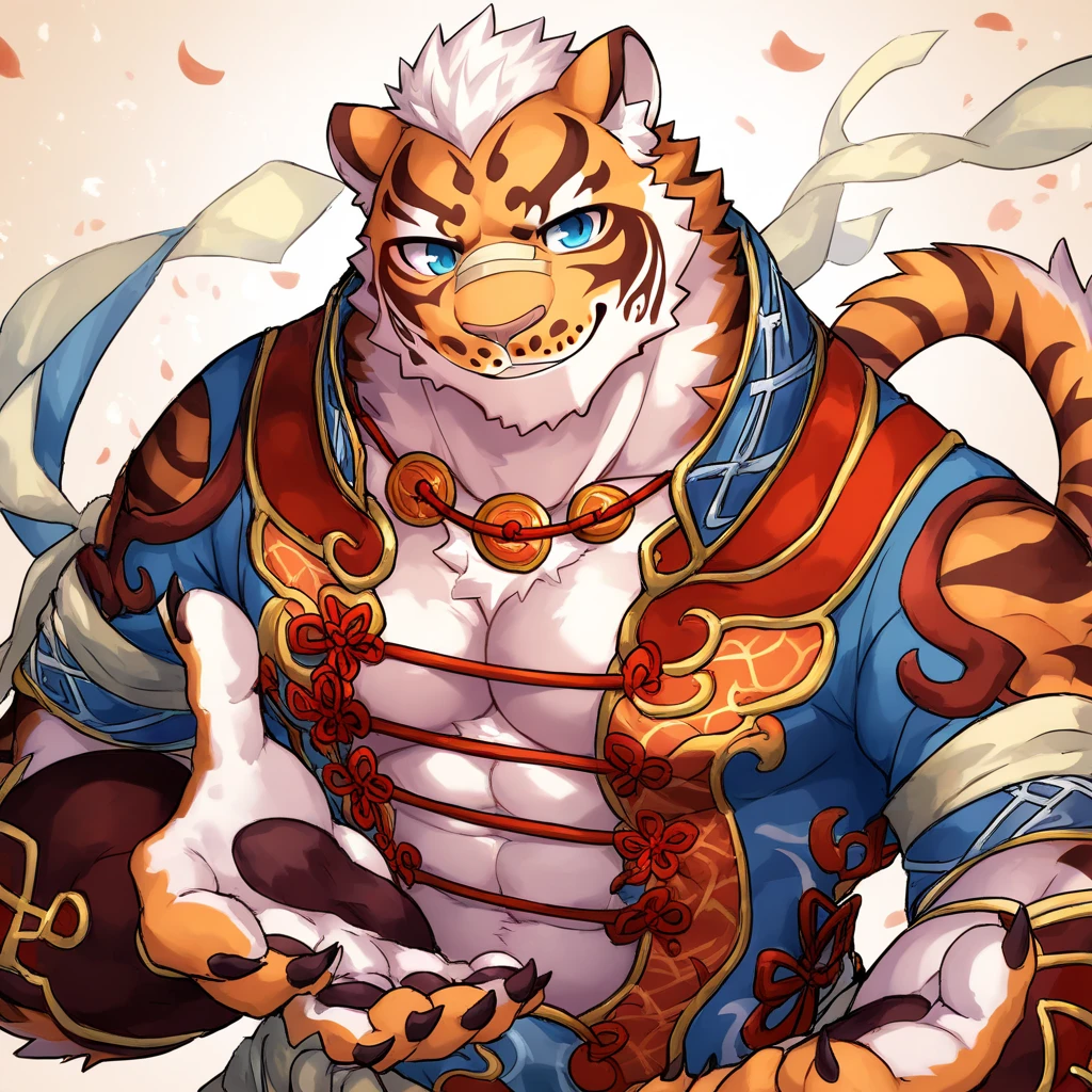Lin Hu,musculature,tit,Fat Chubby,Wear a katana,potbelly,Plump and firm,Huge protrusions on the lower body,Wear a katana,Samurai style,carrying swords on his back,Five fingers,byself,Put your hands in your pockets