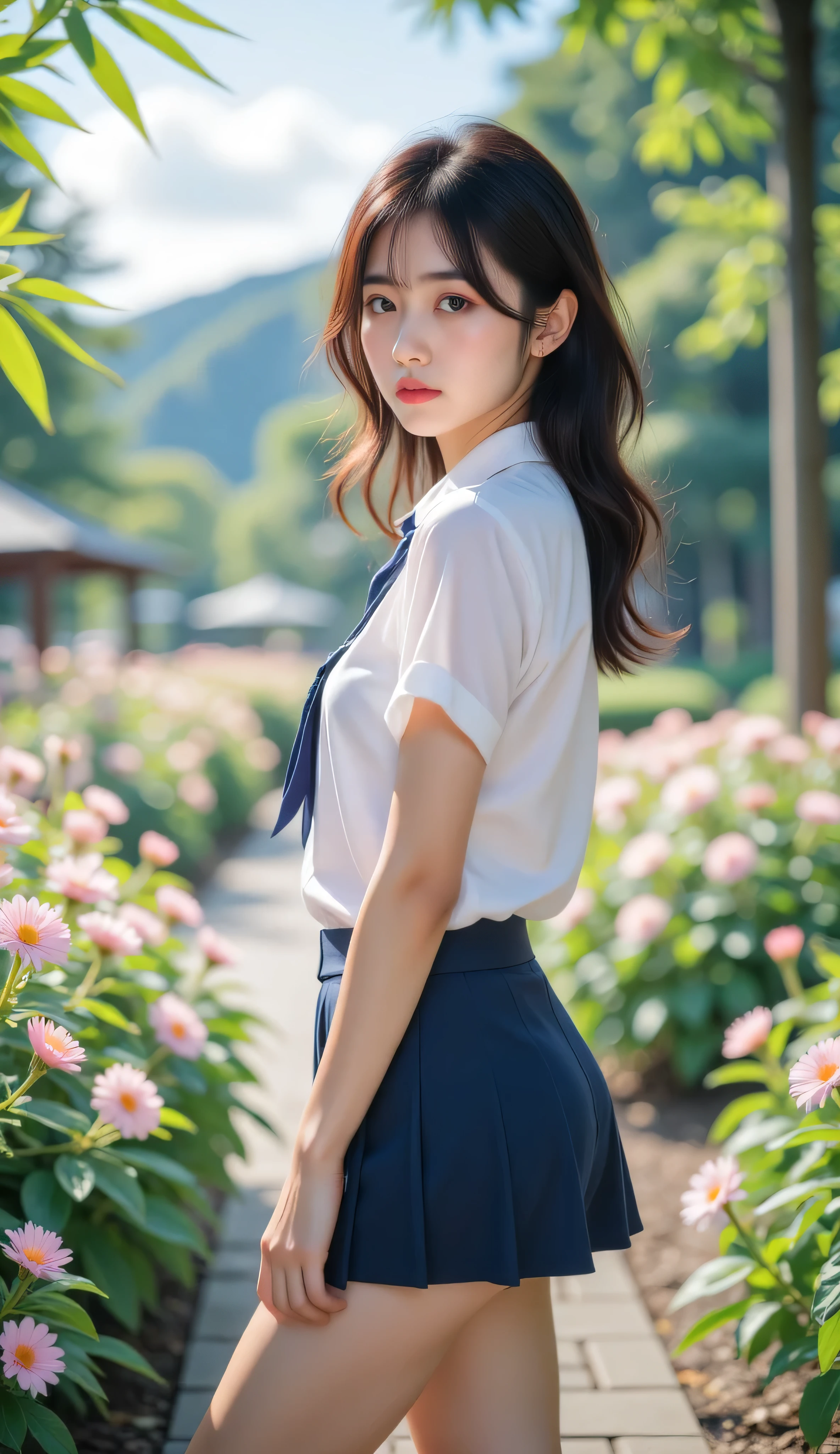 Score_9,Score_8_climb,Score_7_climb,Source_TRUE,  Rating _ safe ,high-res photo,8k,TRUEistic,photo-TRUEistic, great work,Amazing Quality, naked, complex detail,  Sharp Focus ,1 girl ,(japanese School girl ,Well good), at flower garden.full body view from the side of 45 degrees.