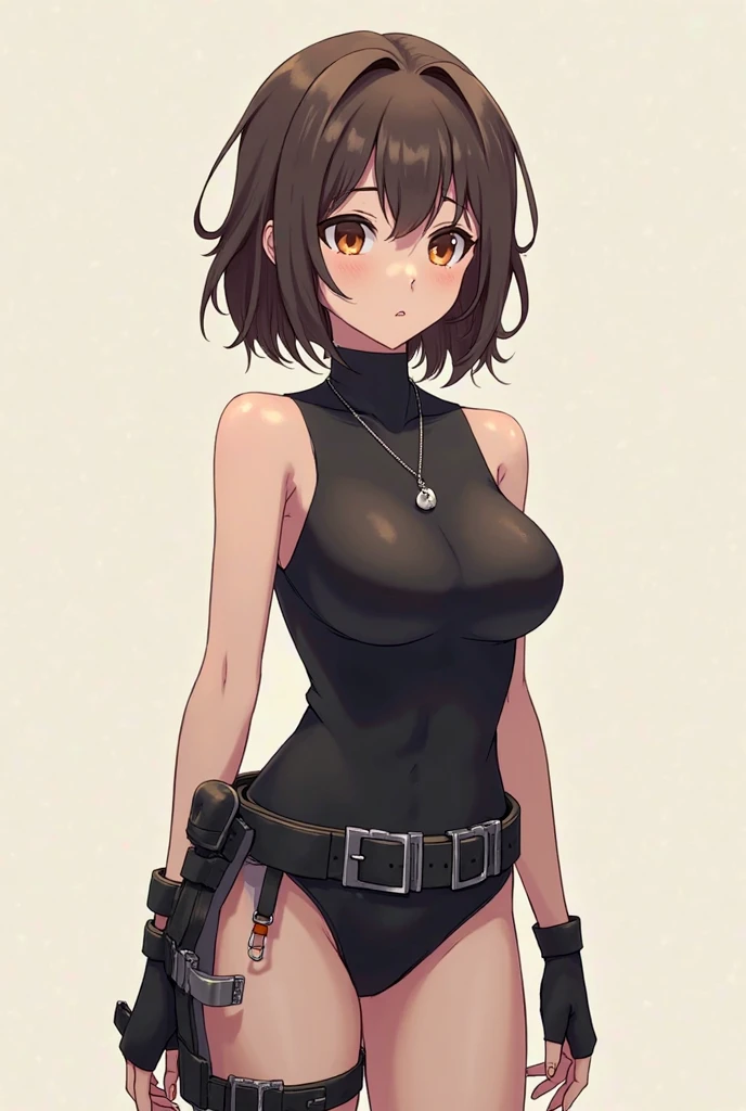 (((masterpiece, best quality, ultra highres, 1 girl, solo, no background))), super detailed skin and face and eyes and finger, beautiful japanese woman, small breasts:1.5, skinny, light brown hair, very short pixie hair, knee shot, white background, 2D anime, boyish, expressionless, cartoon, nipples, Various clothes, Various poses, Please draw the entire character within the frame, ensuring that the head, arms and legs are not cut off, with the character positioned centrally, female genitals visible through tight clothing,