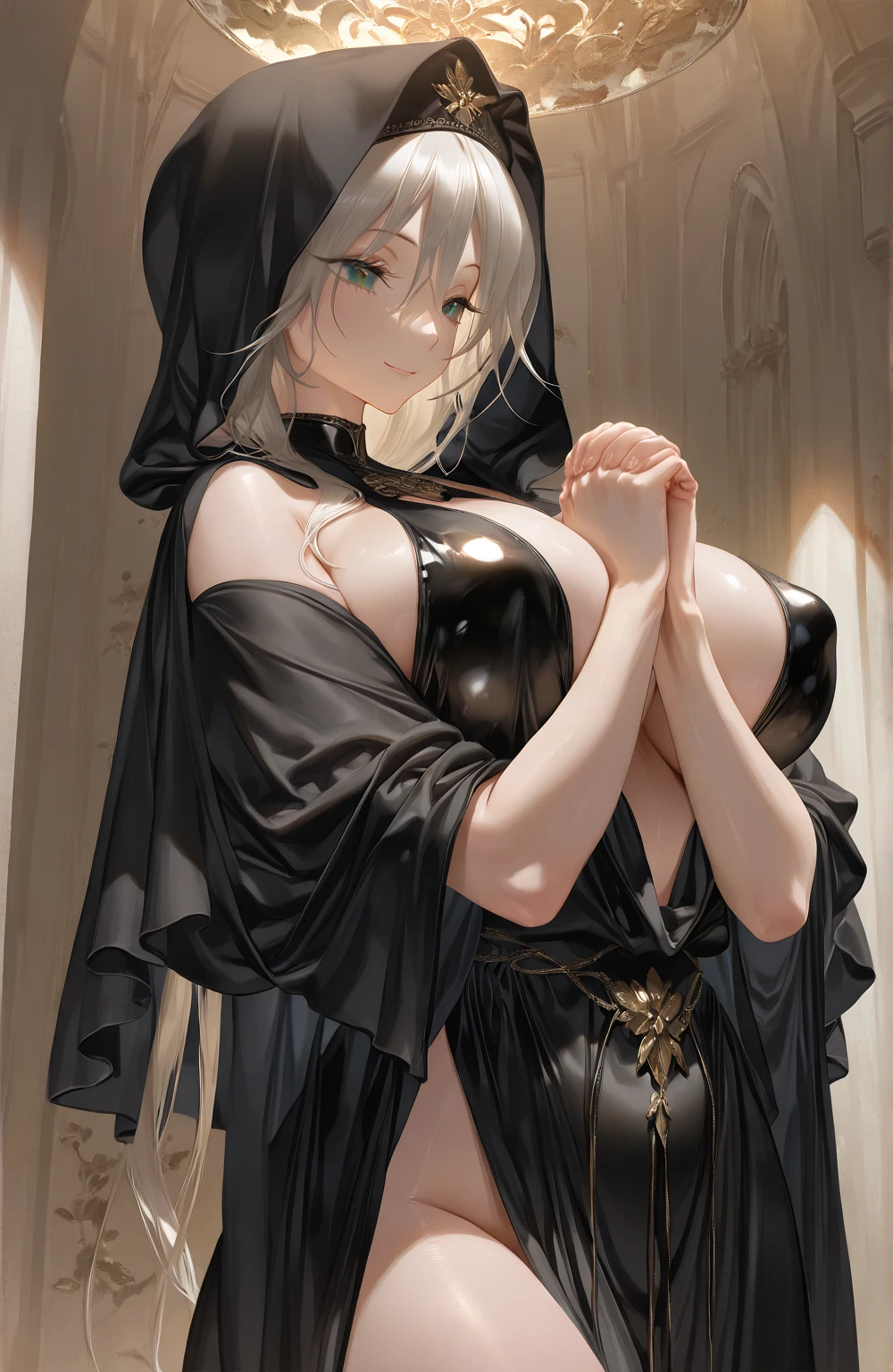 tentacle suit, corruption, hentai, masterpieces, up scale, 16k, RPG game, nun, bitch tattoo, semen on body, blush, fuzzy face, perfect body shape, lewd, depression, open legs, showing off, fantasy world, monster, Attract attention, strange fluid around, stinky semen, dirty body