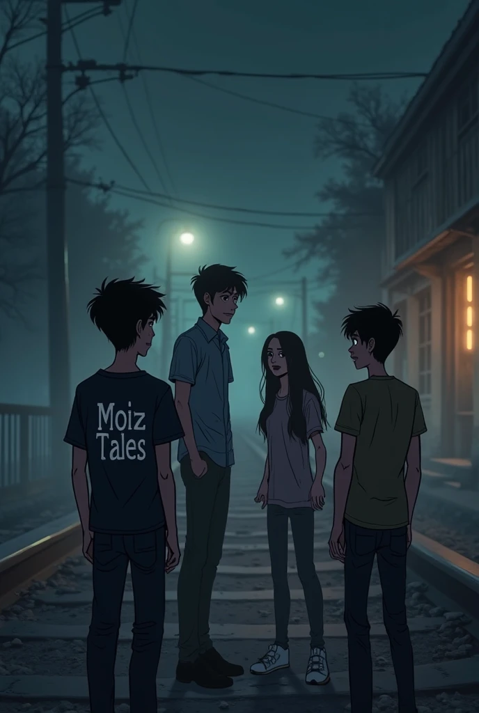 Make me a cover, of three girls and three boys in school clothes, surrounded by zombies