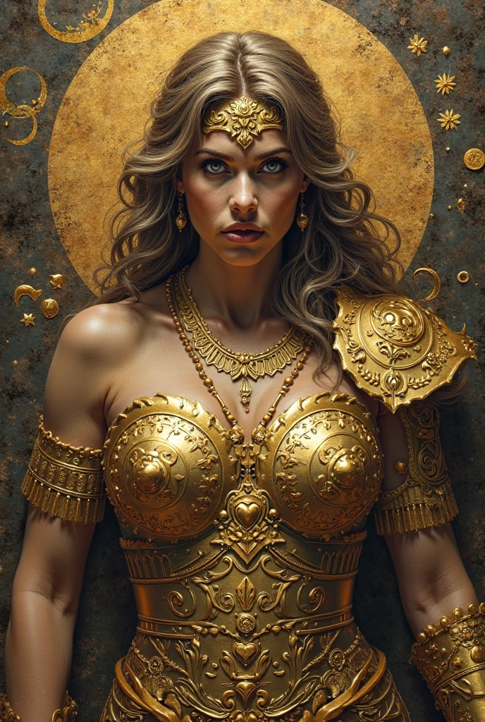 (best qualityer, work of art), (tarot, tarot card,:1.1) in full body photo, solo platinum blonde woman, completely naked, deeply sexy, breasts big, giant nipples ((doradas card frames)), ((esoteric symbols)), sigils, black backdrop, doradas, esoteric and glorious, epic background, Vibe Epic, in the artstyle of Mucha and in the style of tarot card