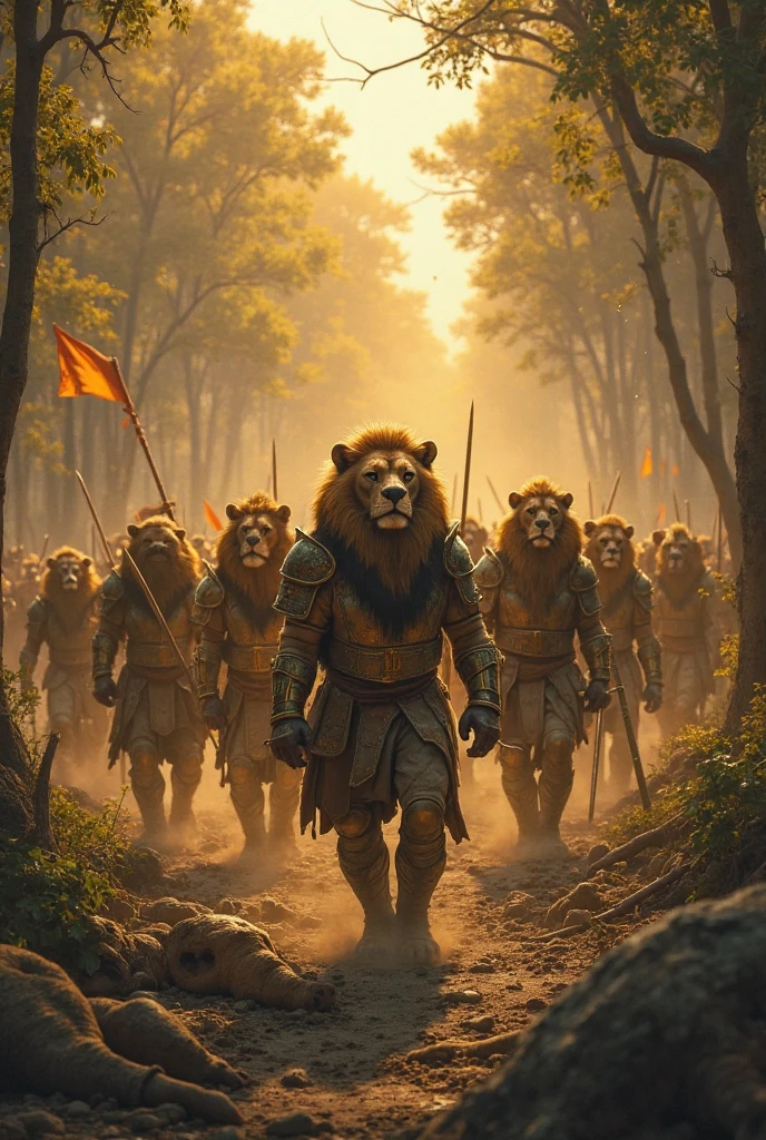 An animal characters of African Warriors,with the title Mfecane