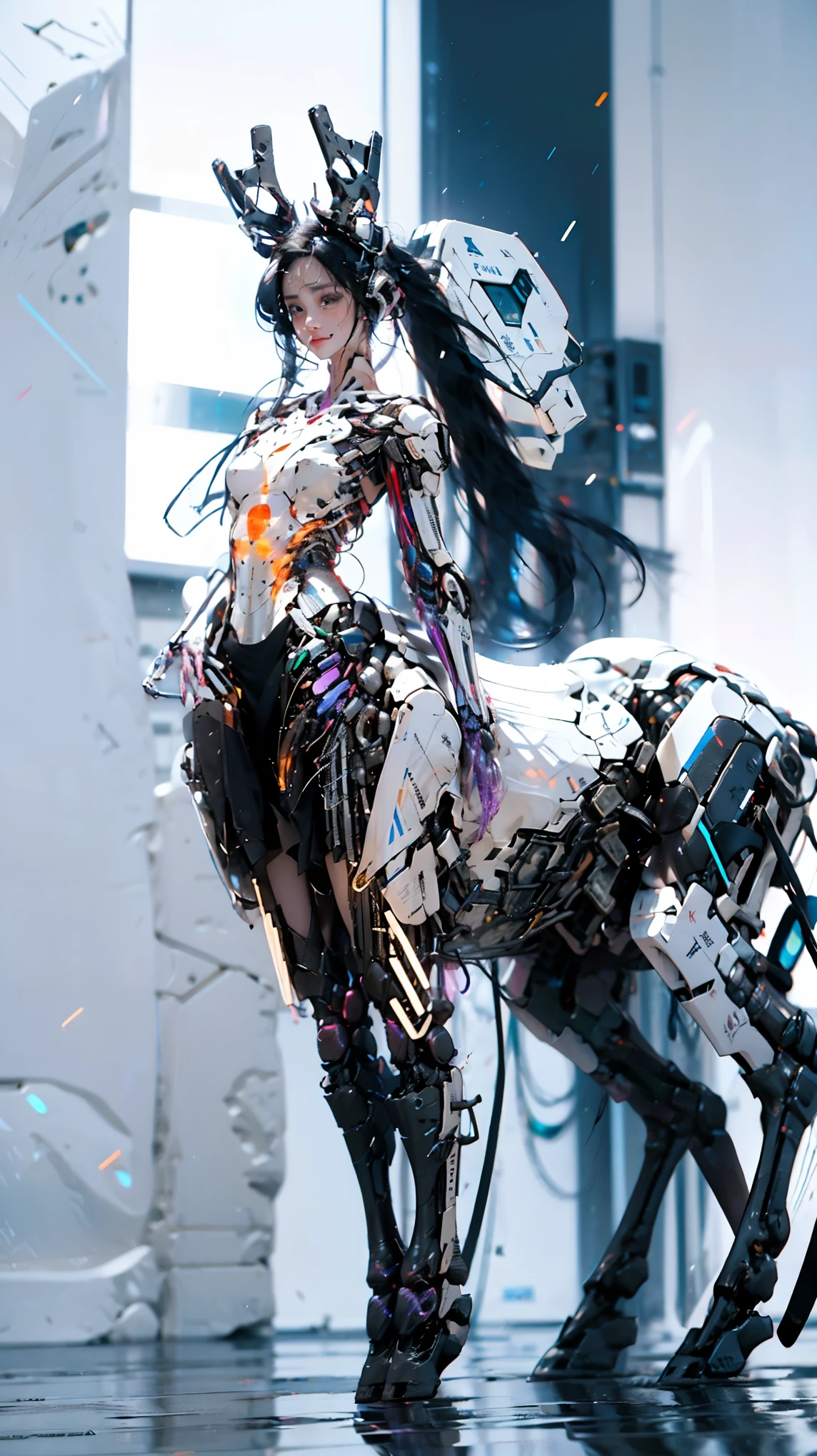 (extremely detailed CG unity 8k wallpaper,masterpiece, best quality, ultra-detailed, beautiful detailed eyes:1.2),best illumination, (best shadow, an extremely delicate and beautiful, bloom),barcode tattoo, barcode scanner, 
Mecha,1girl,solo,(full body:2),mecha musume, cultivation tank,restrained, science fiction, bound, (arms up), bondage, bdsm,mechanical vertebra attaching to belly,mechanical cervial attaching to neck,expressionless,wires and cables attaching to neck,wires and cables on head,character focus,science fiction, (standing in Mechanical box:1.5),(a lot of light beam:1.5), from below,