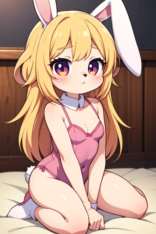 con ,Blonde hair ,blue eyes , coquette,thin legs, bed,bare shoulders ,marked collarbones,white pantyhose, liying down ,body tied with ropes, (showing children's print panties :1.4) (being fucked by a girl:1.3)