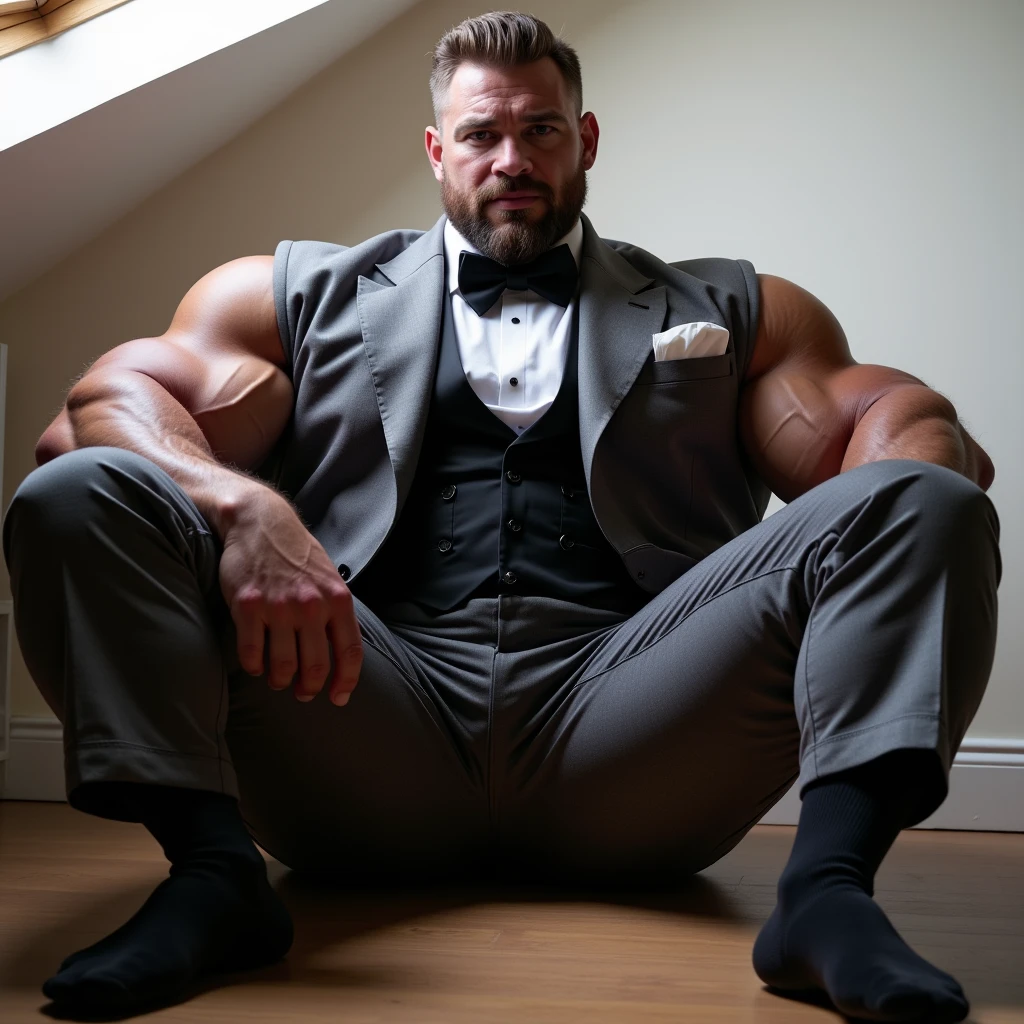 50 years old,daddy,"shiny suit",wear white shirt, very glossy pants, necktie, waistcoat, shiny satin trousers,dark gray satin fabric ,Dad lie down on bed,  k hd,in the office,"big muscle" ,black hair,asia face,masculine,strong man,the boss is,handsome,,leather gloves,lecherous dad,look straight ahead,dad is handsome,dad is handsome, dad is "big horny daddy", open legs,