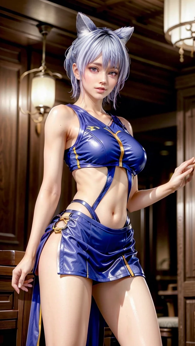 full body beautiful girl: raiden shogun (girl in genshin impact game ) in a thunder bikini, sit in Freedom gundam's left shoulder in battle of end game