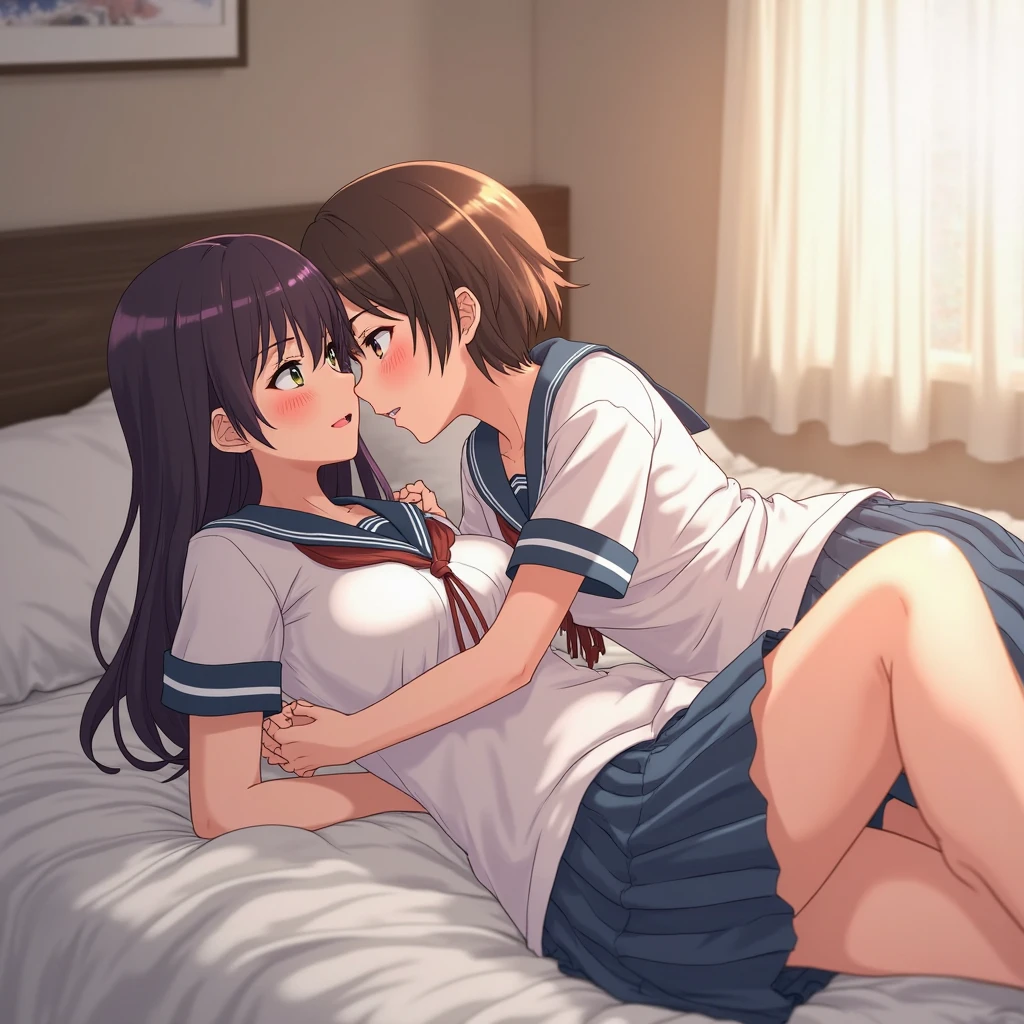 score_9,score_8_up,score_7_up,saurce_anime,rating_explicit,masterpiece, best quality, very aesthetic, absurdres, 2 girls,elma \(maidragon\), kobayashi-san chi no maidr,brown hair,long hair,ponytail,Lesbian couple, (huge breasts),huge hip,Glamorous body,breast milk,(white collared shirt, pleated skirt,Checked Skirt), confinement, caged, restrained, bondage, sex,vaginal,missionary position,missionary sex,missionary vaginal, abandoned house,nipples, navel, embarrassed,blush,happy, wet, sweat, orgasm,cum on body,excessive cum,drool,sweat,pussy juice,love juice