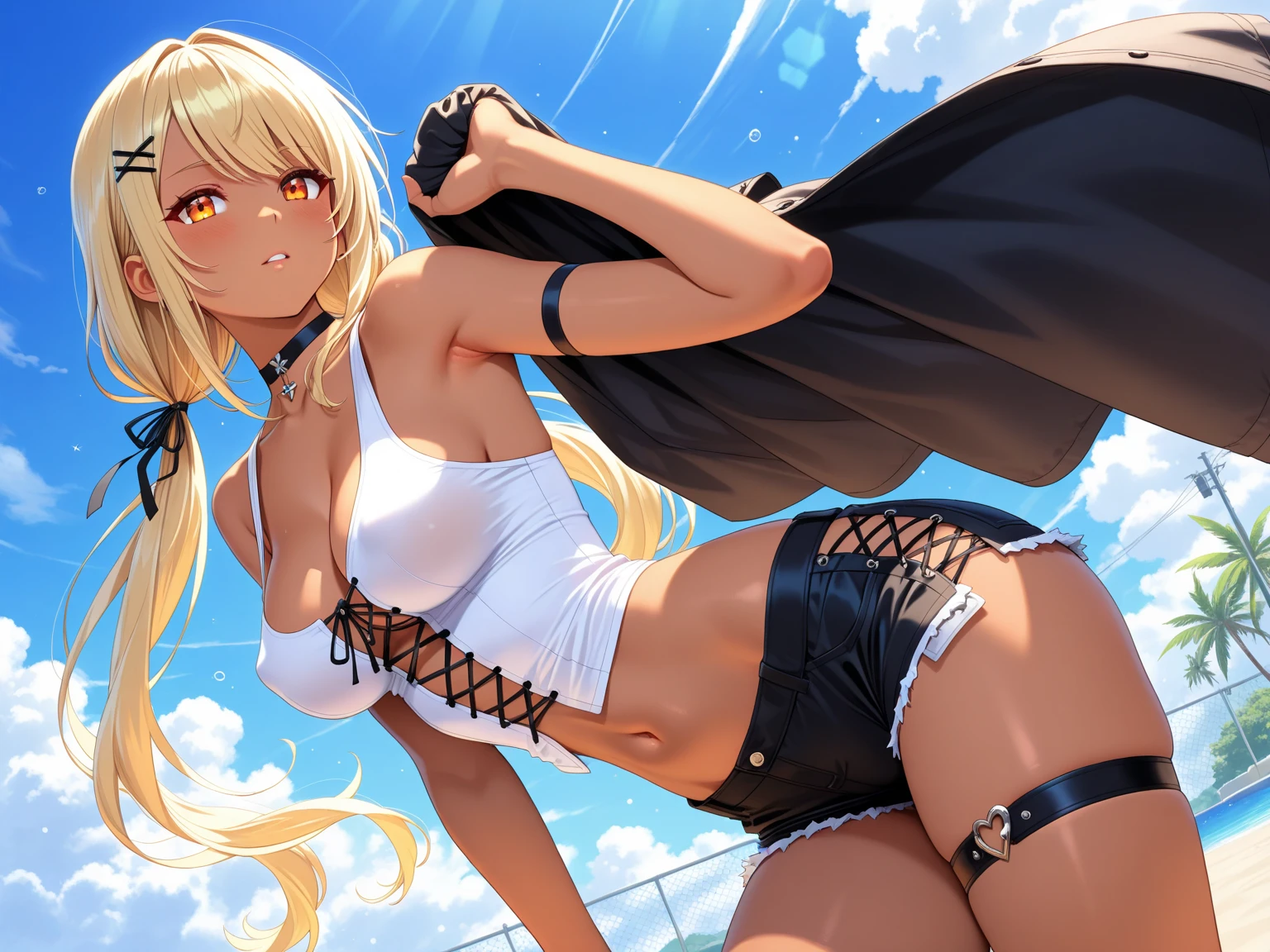 anime style, Naruto fights, android 18, torn clothes, sexy.