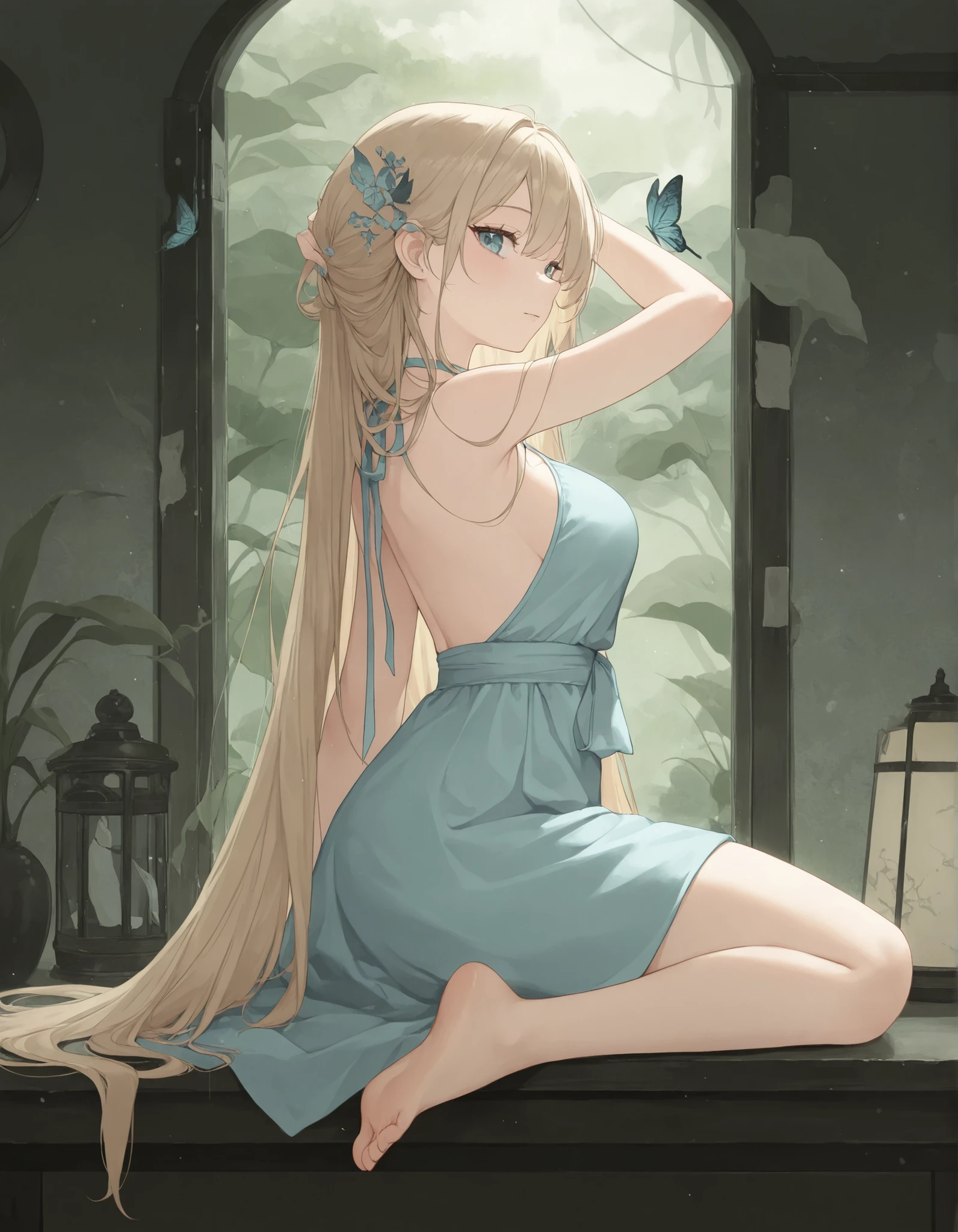 1girl,masterpiece, best quality, newest, highres, absurdres,barefoot