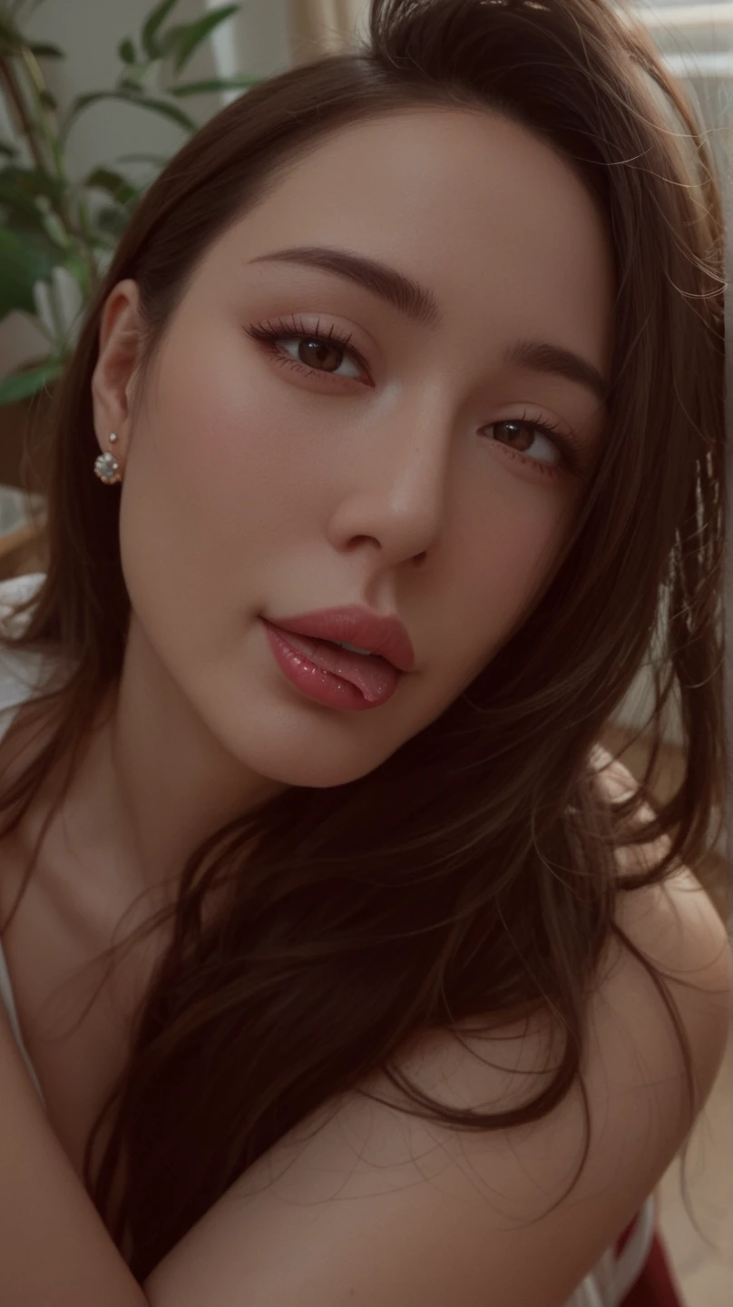 (masterpiece:1.4), (8k, photorealistic, RAW photo, best quality: 1.4), japanese, (1girl), beautiful face, (realistic face:1.4), (caramel hair, ponytailed long hair:1.3), beautiful hairstyle, beautiful detailed eyes, (best ratio eyes:1.5), attractive, ultra high res, ultra realistic, highly detailed, best ratio, (detailed face:1.4), looking at viewer, red lipsticks, (best ratio fingers:1.5), (realistic red eyes:1.2), (transparent bra:1.4), perky_nipples, ((exposed_nipples, exposed breasts, high proportional realistic breasts, realistic big breasts):1.4), (closed mouth:1.5), (camel_toe_pussy:1.4), innie_pussy, (lying down female dressed as catwoman:1.2), lingerie, spreading legs, (full body visible:1.3), portrait, photography, detailed skin, realistic, photo-realistic, highly detailed, full length frame, High detail RAW color art, piercing, diffused soft lighting, shallow depth of field, sharp focus, hyper realism, cinematic lighting