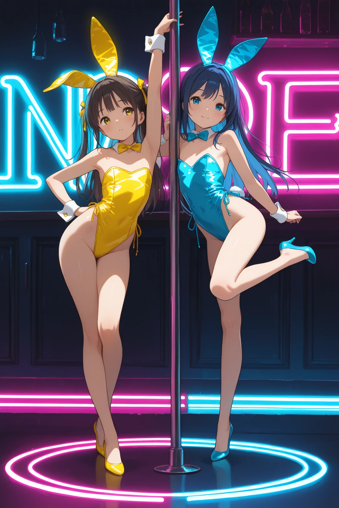 ((masterpiece、Highest quality))、snap shot、Philippines Night Club、Stage of the strip、(Cute、Cute Filipina Girl、smile、Sexy pose、Ribbon Hairband )、((Full nudity、tits、Pussy))