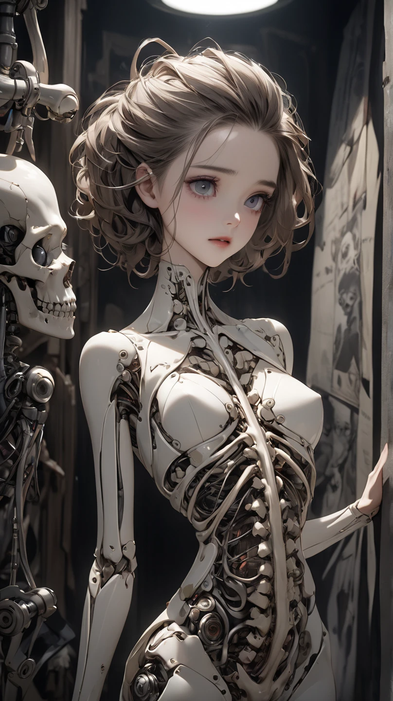 (1girl), (human face, human skin:1.3), Highly Detailed Beautiful girl, (extremely detailed beautiful face), Amazing face and eyes, beautiful breasts, (Highest Quality: 1.4), (Super Detailed), (Very Delicate and Beautiful), golden body, Biomechanical Cyborg, Beautiful Natural Shapes, Arteries, Veins , lace, colorful details, diamond earrings, very delicate embroidery, intricate details, skeleton, ultra-transparent skin, surreal, Super detailed, cyborg girl, realistic, (detailed golden skeleton, hollow body interior, skeleton made of golden metal, half human, translucent human body, Skin made of layers of extremely complex metal fibers, The inside of the body is an incredibly complex structure made up of countless IC chips: 1.6), iridescent, futuristic, super complex, super beautiful, highly detailed CG unified 8K wallpaper, high resolution raw color photo, professional photo, flesh and blood, (cyber punk, Spiral structure, future urban cyberspace, iridescent illumination, dazzling light:1.35), sf, A scene from an impossible movie