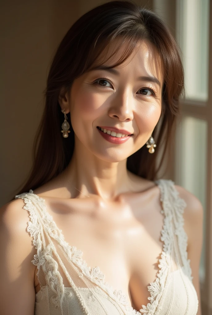 ((unparalleled masterpiece ever、top-quality、Female, 58 years old、(Wrinkled face:1.1)、(Wrinkled body:1.3)、grin、japanese mature、((Scruffy body:1.1))、Erotic Lingerie、